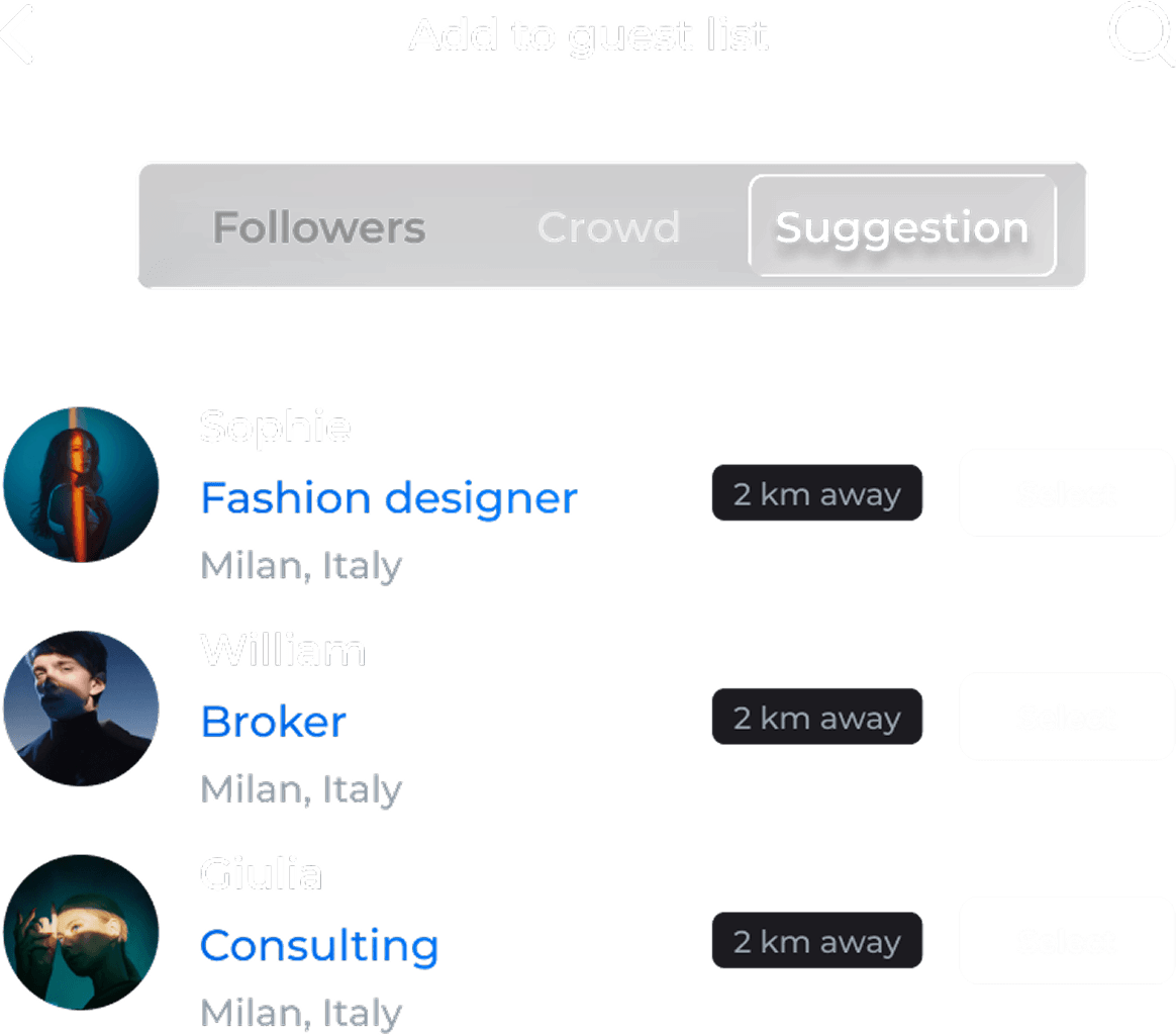 Targeted invites and guest list